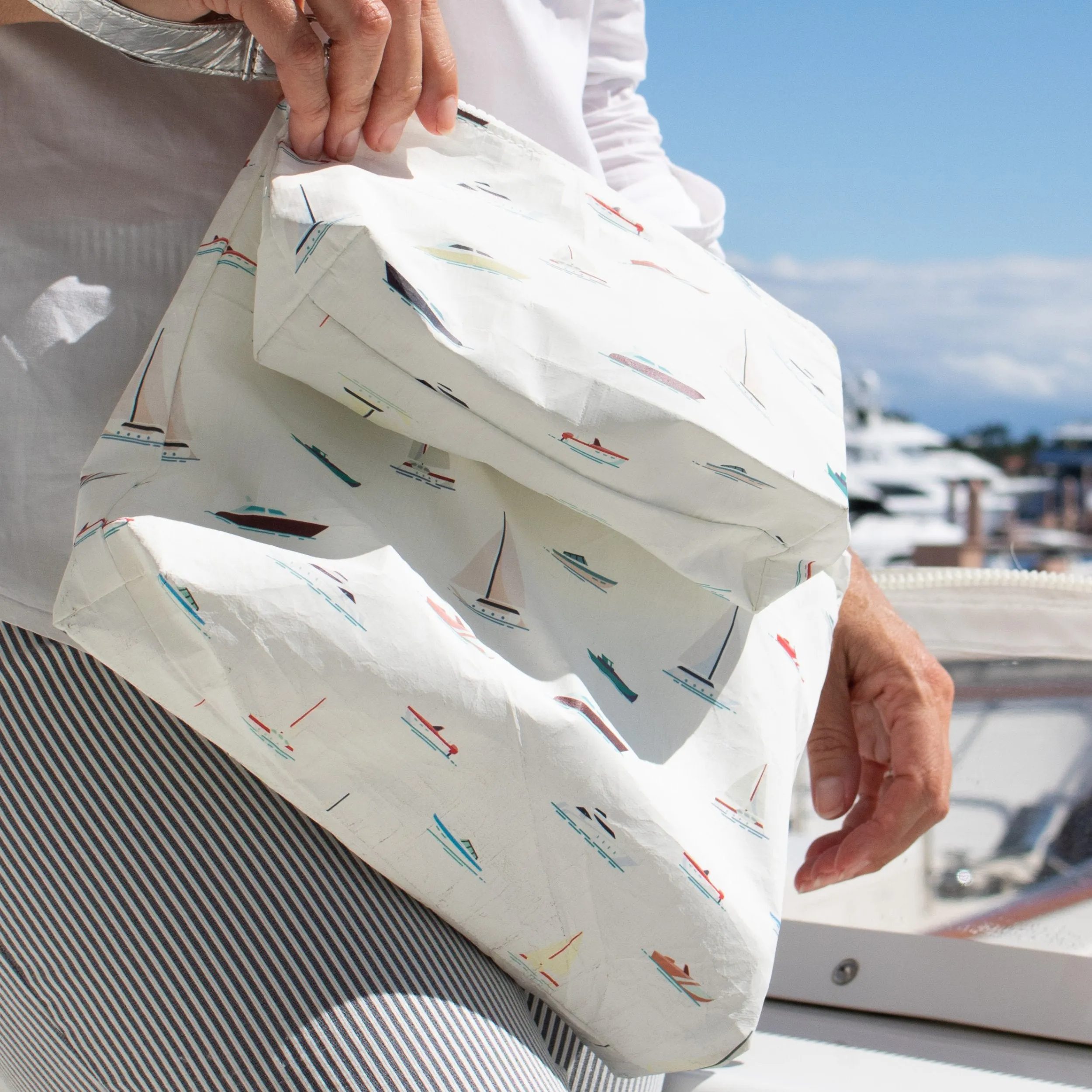 Medium Zipper Pack - “Set Sail” Myriad of Nautical Boats