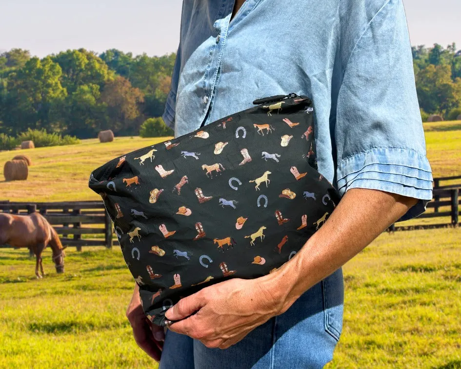 Medium Zipper Pack - Western Equestrian on Black