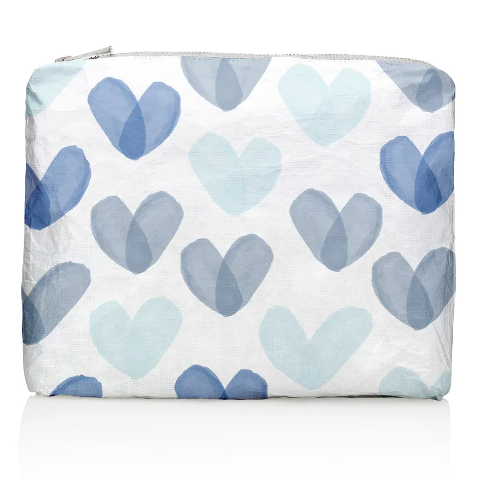 Medium Zipper Pouch - "Language of Love" in Shades of Blue