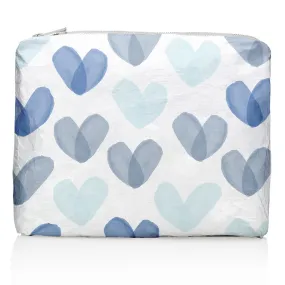 Medium Zipper Pouch - "Language of Love" in Shades of Blue