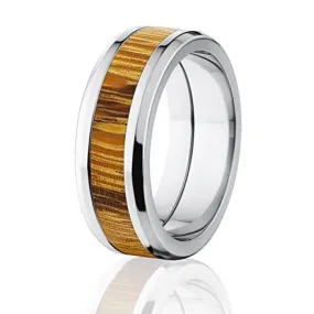 Men's Marble Wood Rings,  Titanium Hard Wood Band