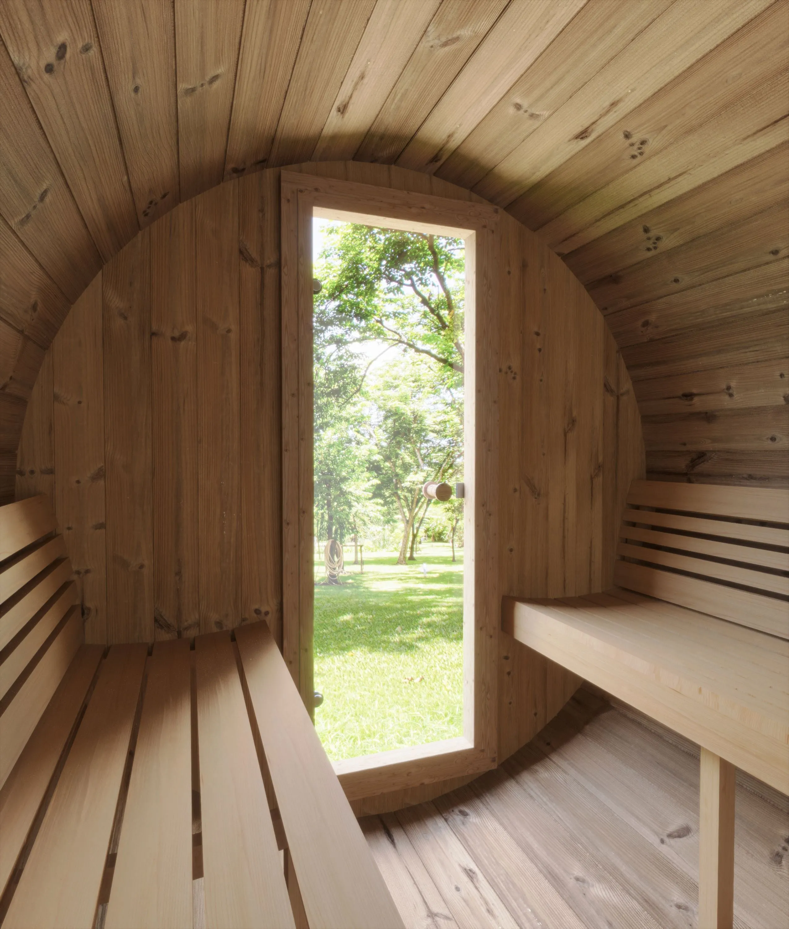 Model E8 6 Person Barrel Sauna