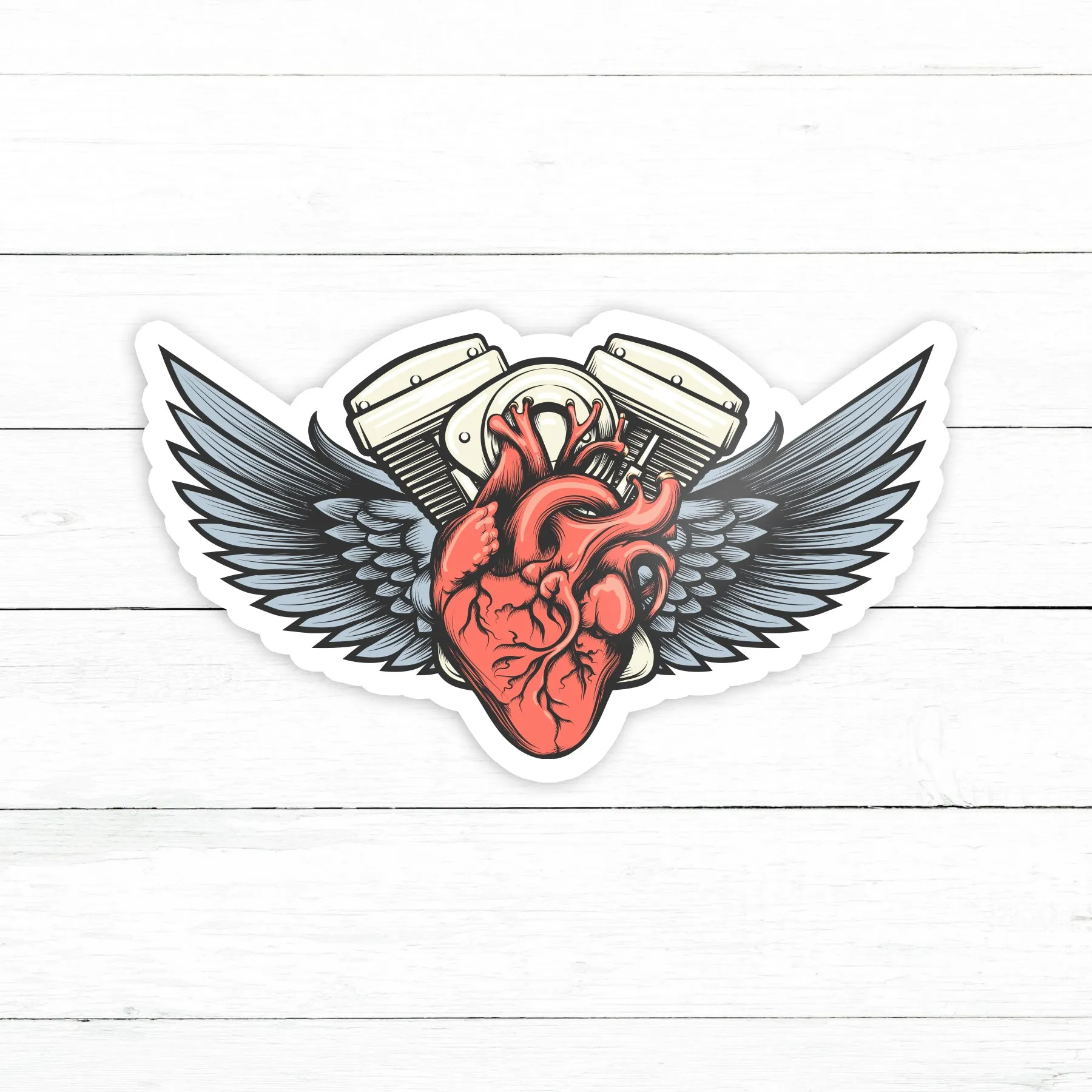 Motor Heart Sticker | Waterproof Vinyl Decal | 3in