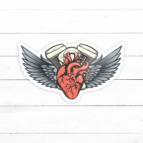 Motor Heart Sticker | Waterproof Vinyl Decal | 3in