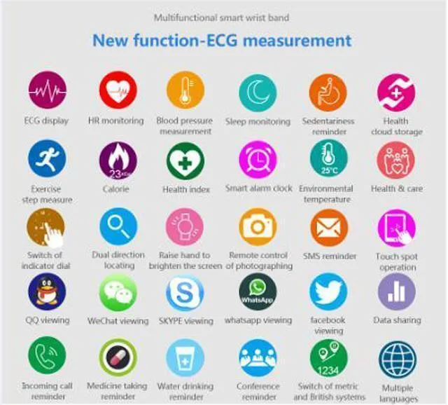 New Heart Rate Blood Pressure Smart Bracelet Activity Tracker for iPhone Android Sleep Pedometer