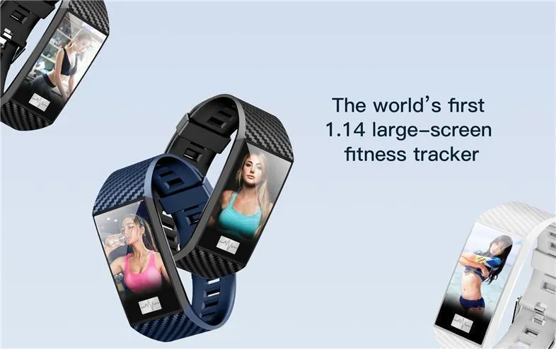 New Heart Rate Colour Screen Wristband Smartwatch Waterproof Activity Fitness Tracker For iPhone Android