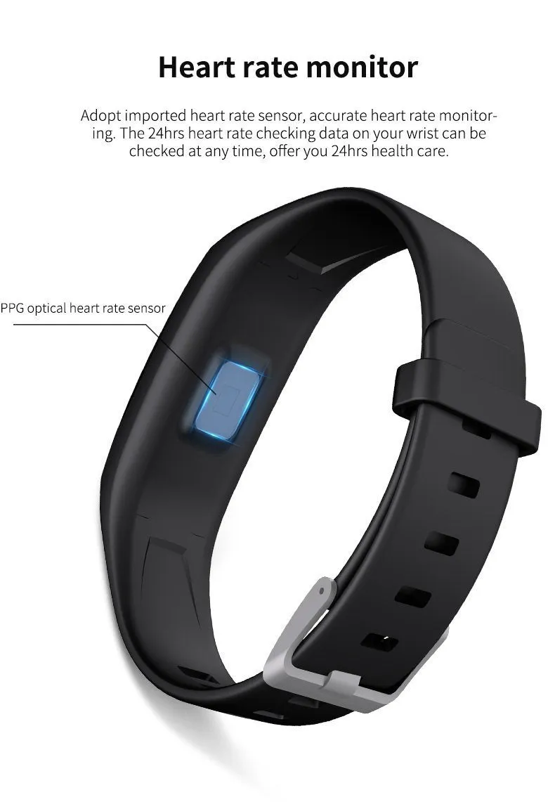 New IP67 Waterproof Heart Rate Fitness Tracker Smart Bracelet Watch For IOS Android