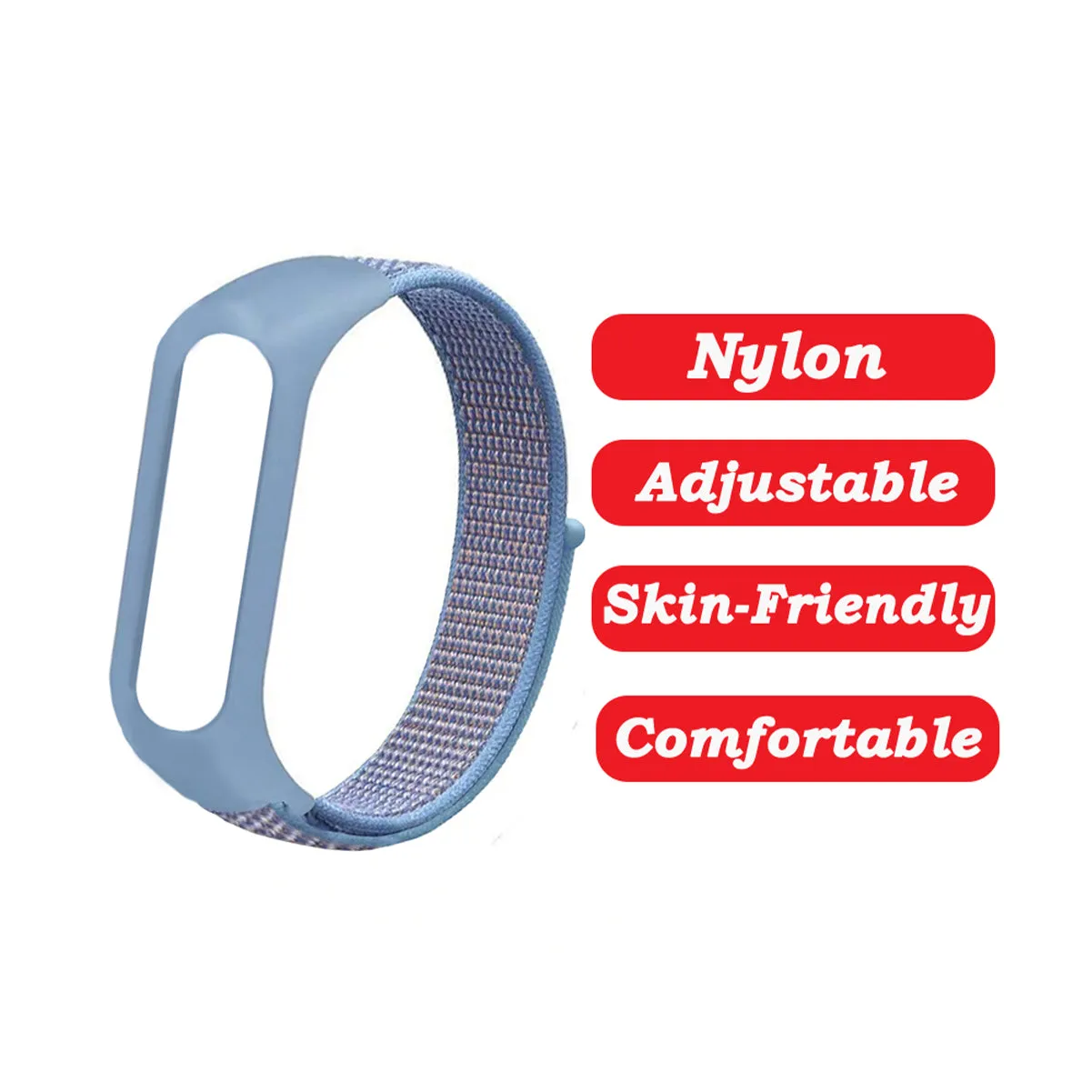 Nylon Wristband Strap for Mi Band 6/5/4/3-Cerulean