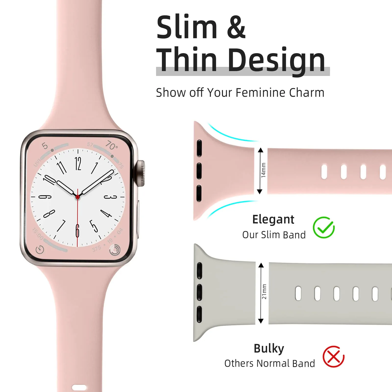 O Ozone - 6 Pack Slim Bands Compatible with Apple Watch Band 42mm 44mm 45mm 49mm for Women Men - Multi color