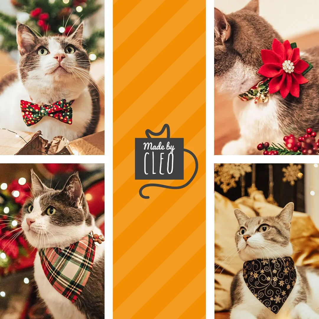 Pet Bow Tie - "Birchwood" - Christmas Red & Green Plaid Cat Bow Tie / Holiday / For Cats   Small Dogs (One Size)