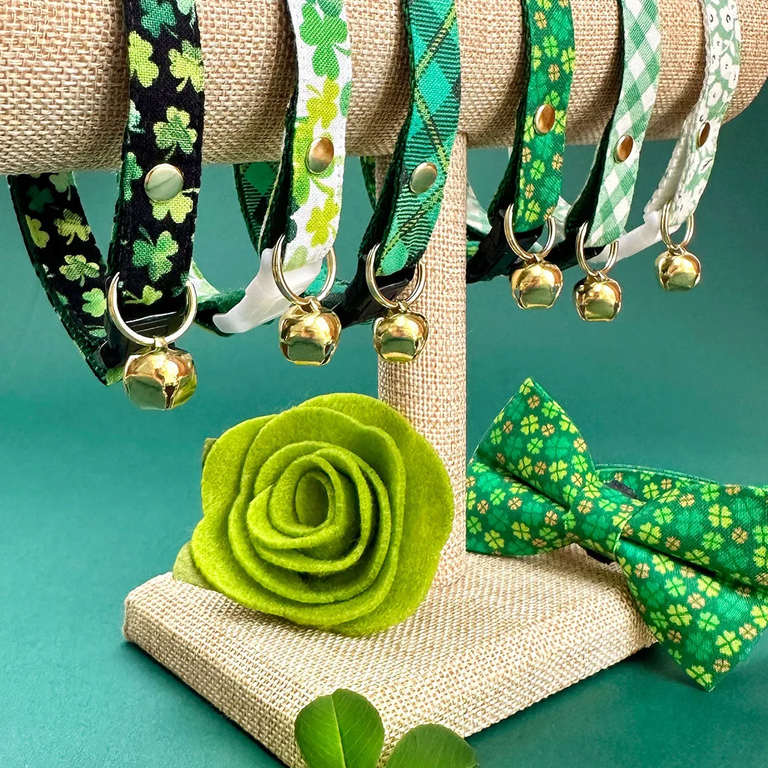 Pet Bow Tie - "Dublin" - Green Plaid Bow Tie / St. Patrick's Day / Irish / For Cats   Small Dogs (One Size)