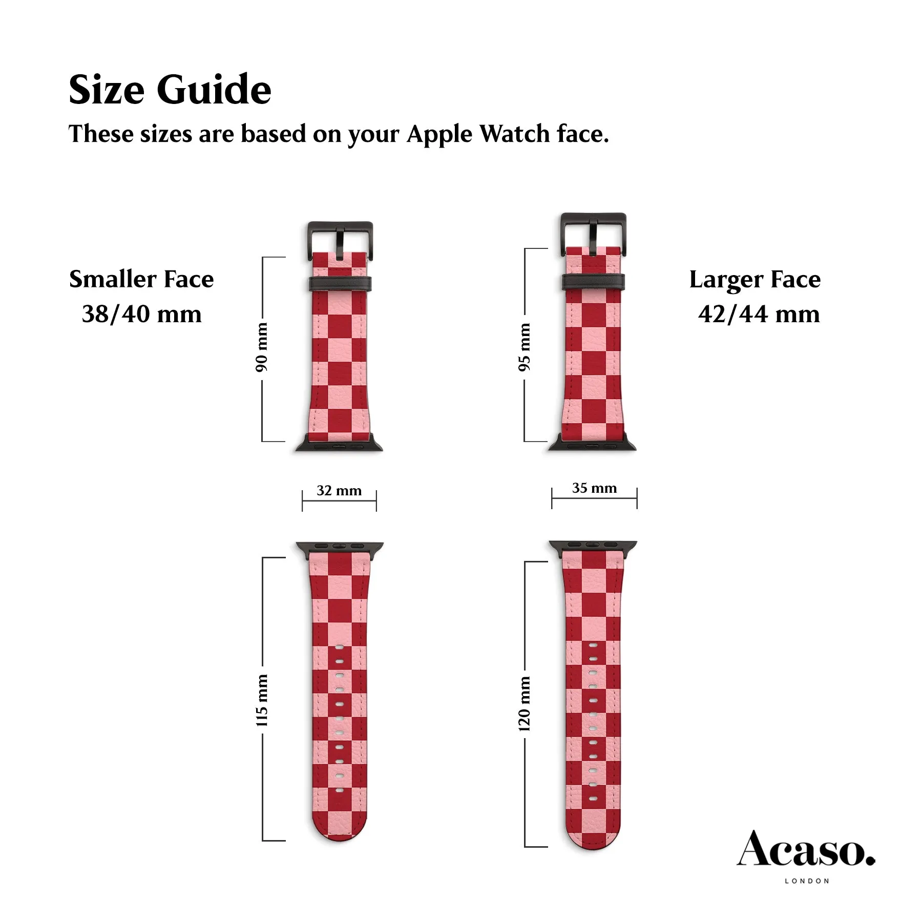Pink Red Checkers Apple Watch Strap