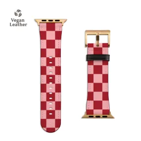 Pink Red Checkers Apple Watch Strap