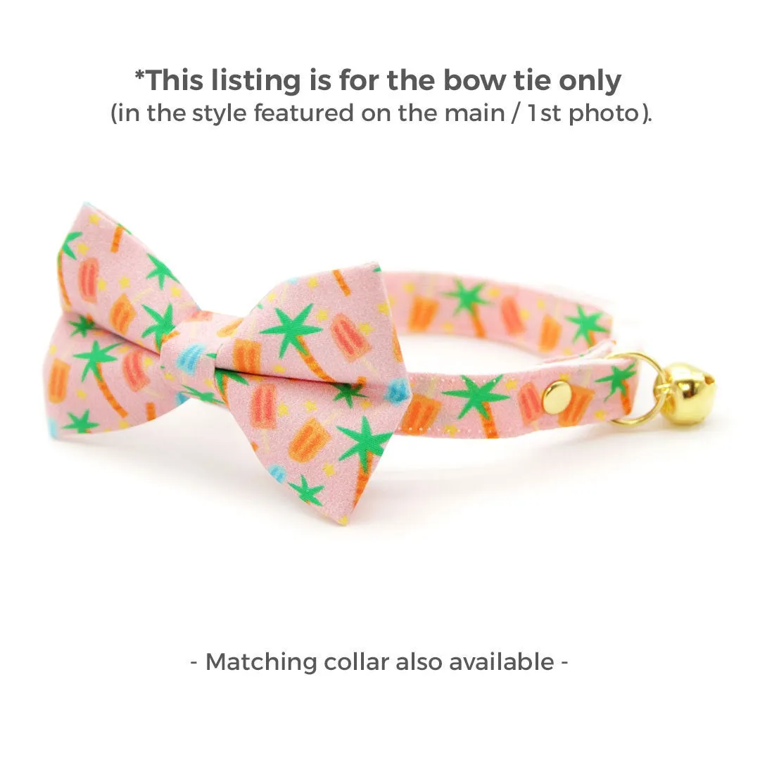 Popsicle Cat Bow Tie - "Palms & Popsicles - Pink" - Palm Tree Tropical Bow Tie for Cat / Summer Ice Cream Beach / Cat   Small Dog Bowtie