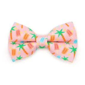 Popsicle Cat Bow Tie - "Palms & Popsicles - Pink" - Palm Tree Tropical Bow Tie for Cat / Summer Ice Cream Beach / Cat   Small Dog Bowtie