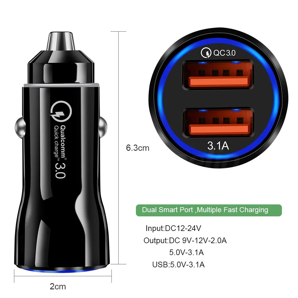 Portable Qc3.0 Fast Charge Dual Port Car Charger Overheating