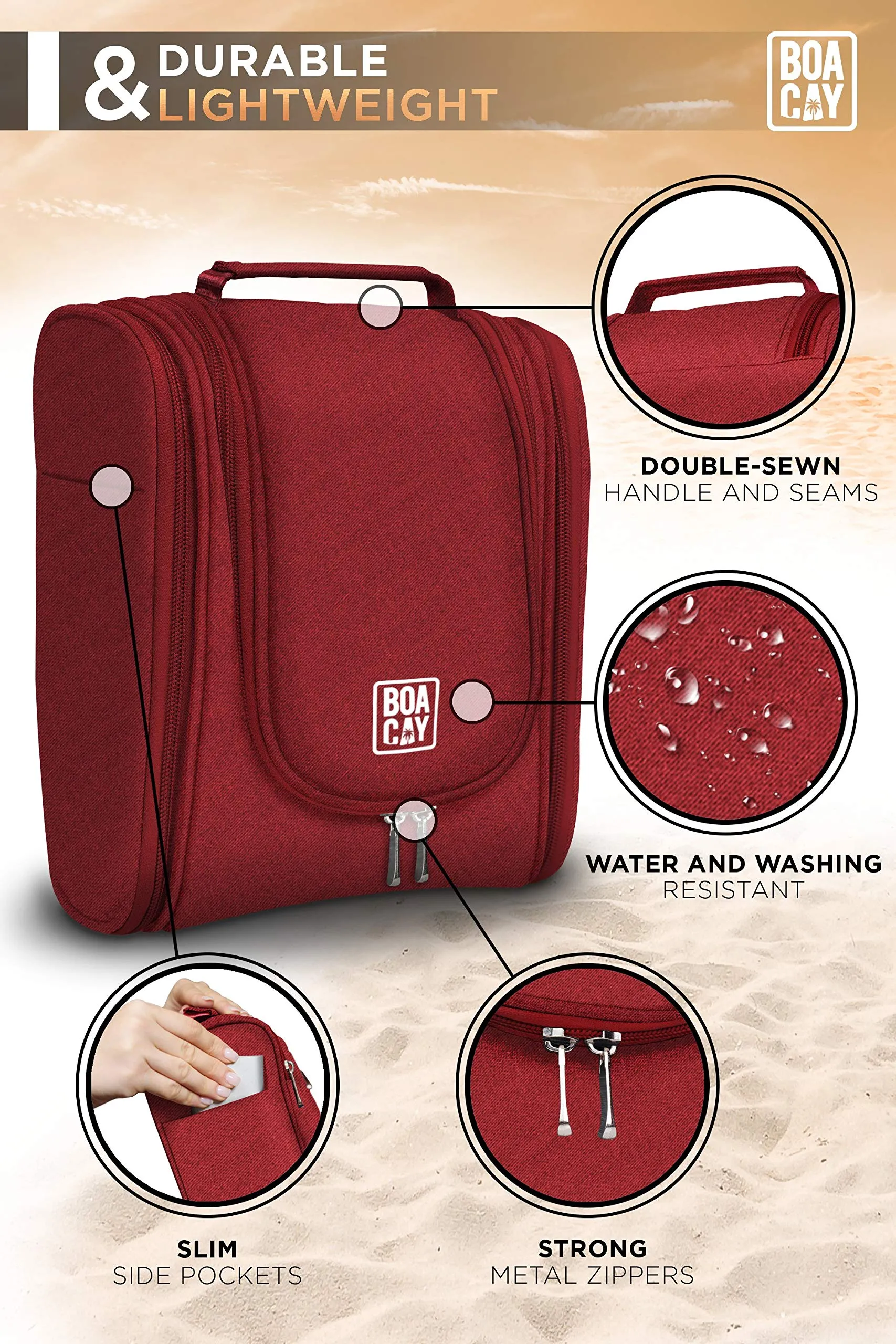 Premium Hanging Travel Toiletry Bag for Women and Men, Hygiene Bag, Bathroom and Shower Organizer Kit with Elastic Band Holders for Toiletries, Cosmetics, Makeup, Brushes