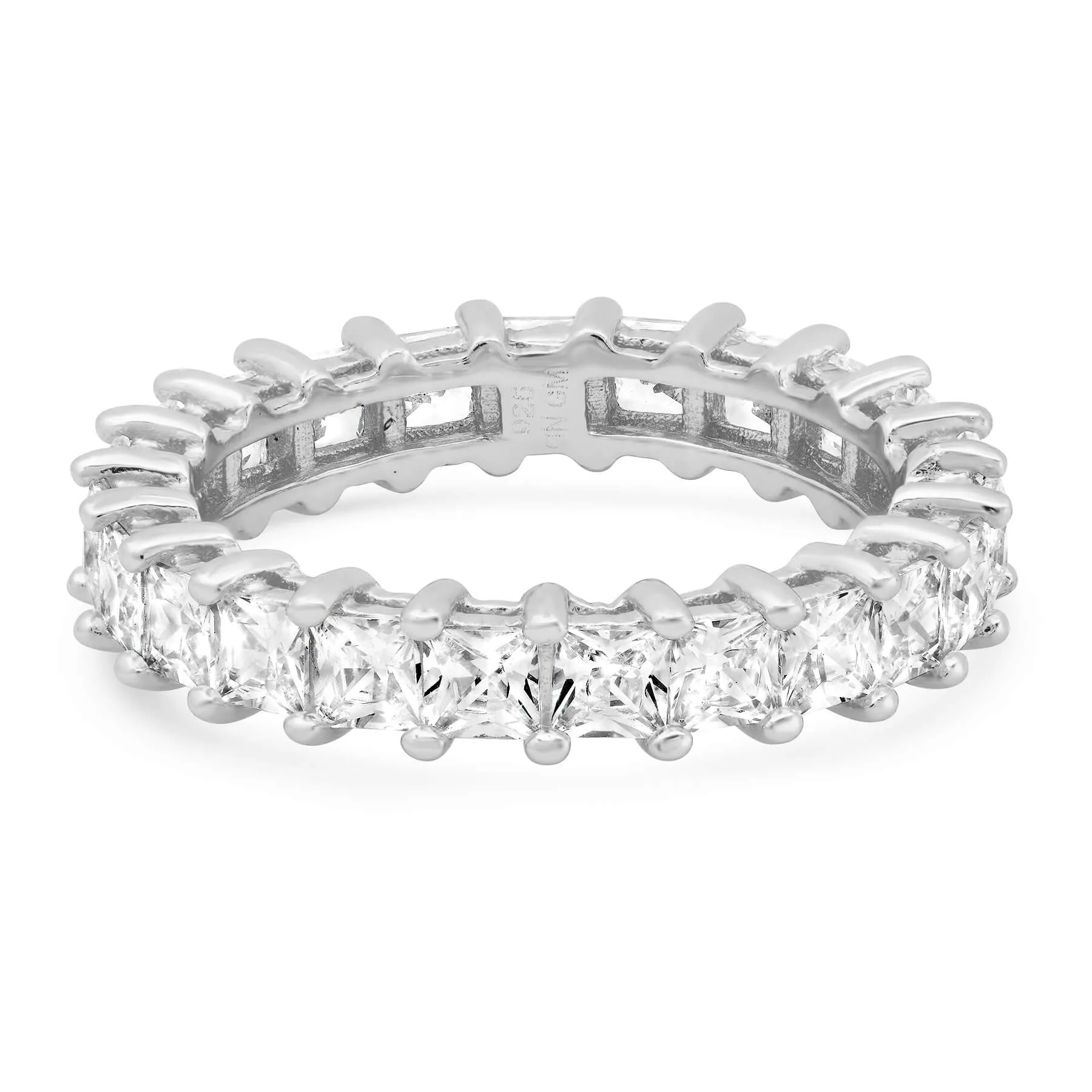 PRINCESS CUT ETERNITY RING, SILVER