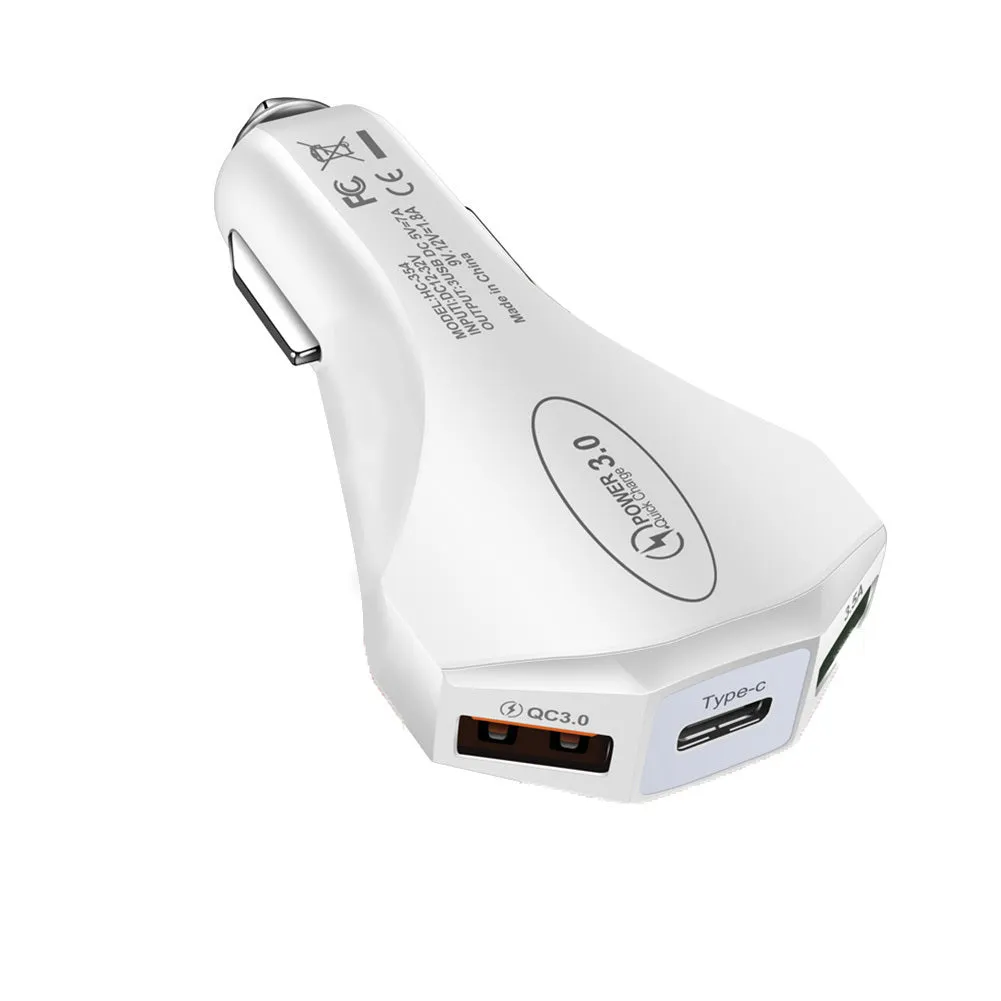 QC3.0 3.5A 2USB Type-c Car Charger Constant Temperature Fast
