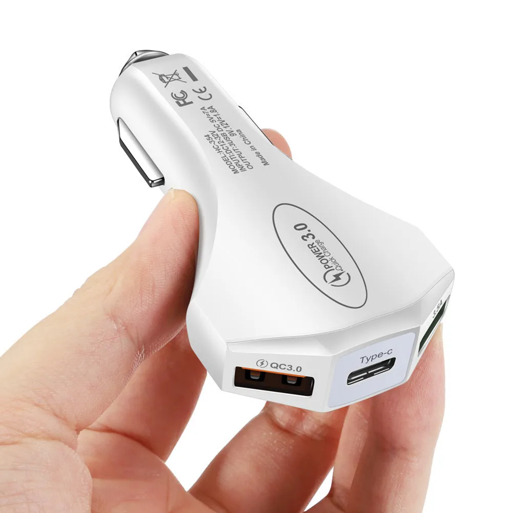 QC3.0 3.5A 2USB Type-c Car Charger Constant Temperature Fast