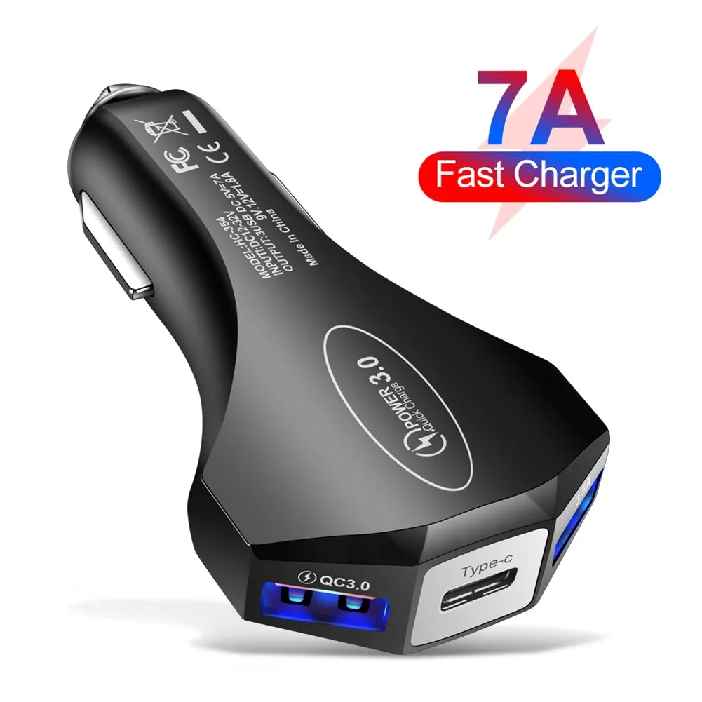 QC3.0 3.5A 2USB Type-c Car Charger Constant Temperature Fast