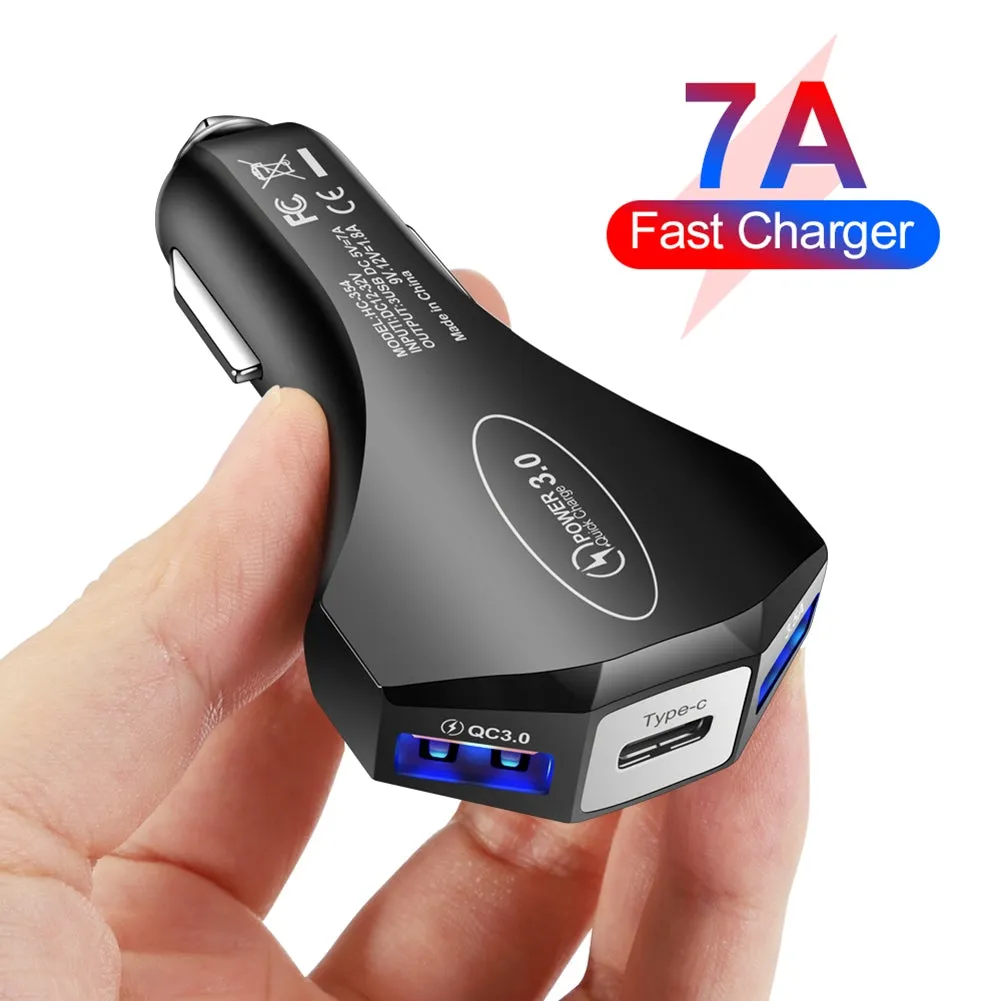 QC3.0 3.5A 2USB Type-c Car Charger Constant Temperature Fast