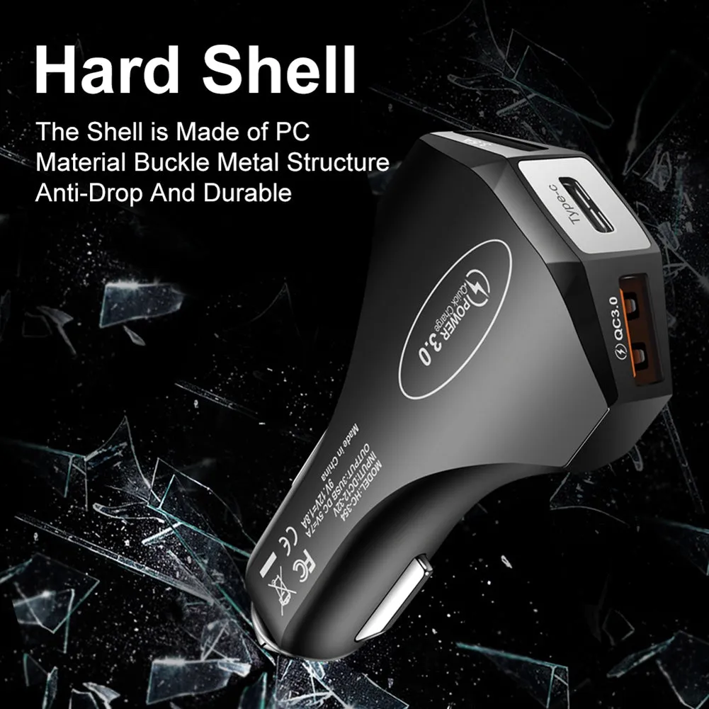 QC3.0 3.5A 2USB Type-c Car Charger Constant Temperature Fast