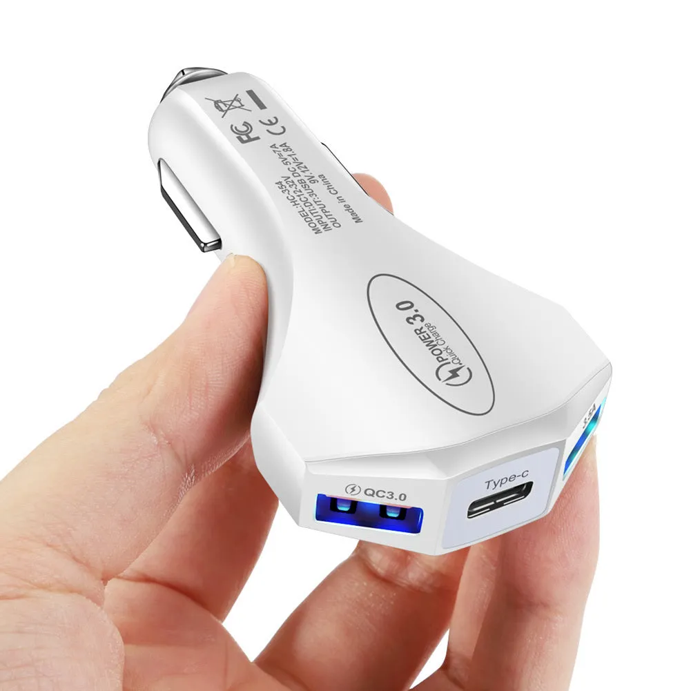 QC3.0 3.5A 2USB Type-c Car Charger Constant Temperature Fast