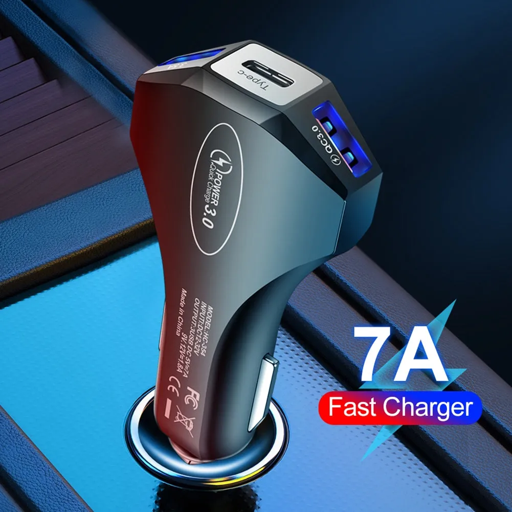 QC3.0 3.5A 2USB Type-c Car Charger Constant Temperature Fast
