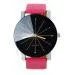 Quartz Round Dial Clock Leather Wrist Watch