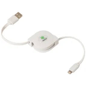 ReTrak ETESLTW Retractable Charge & Sync USB Cable with Lightning Connector, 3ft (White)