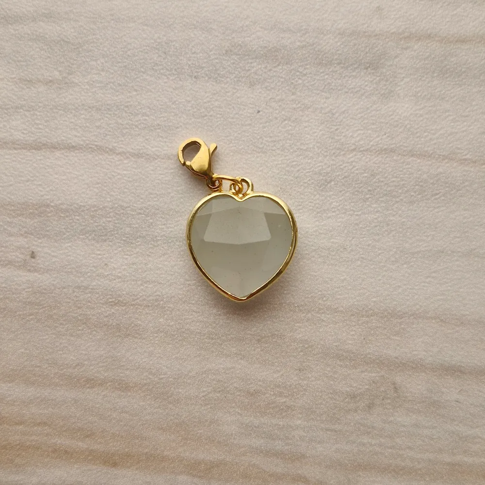 Rim Set Heart Gemstone Charm