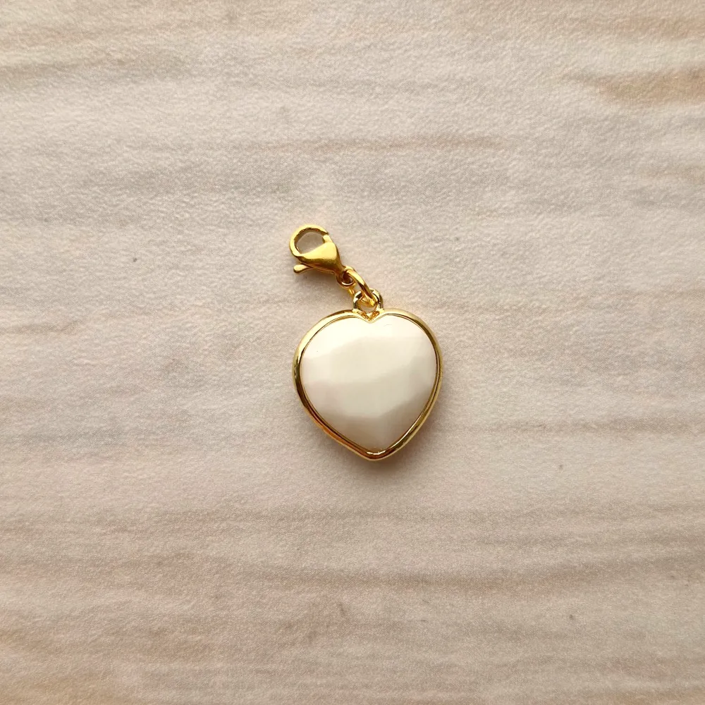 Rim Set Heart Gemstone Charm