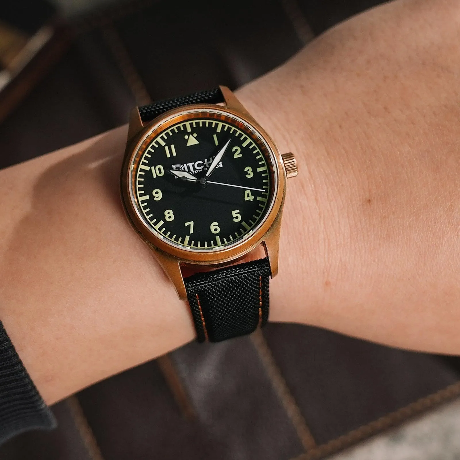 Ritche Black Sailcloth Quick Release Watch Band Orange stitching