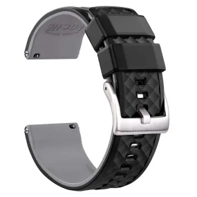 Ritche Black/Grey Classic Silicone Quick Release Watch Straps Bands