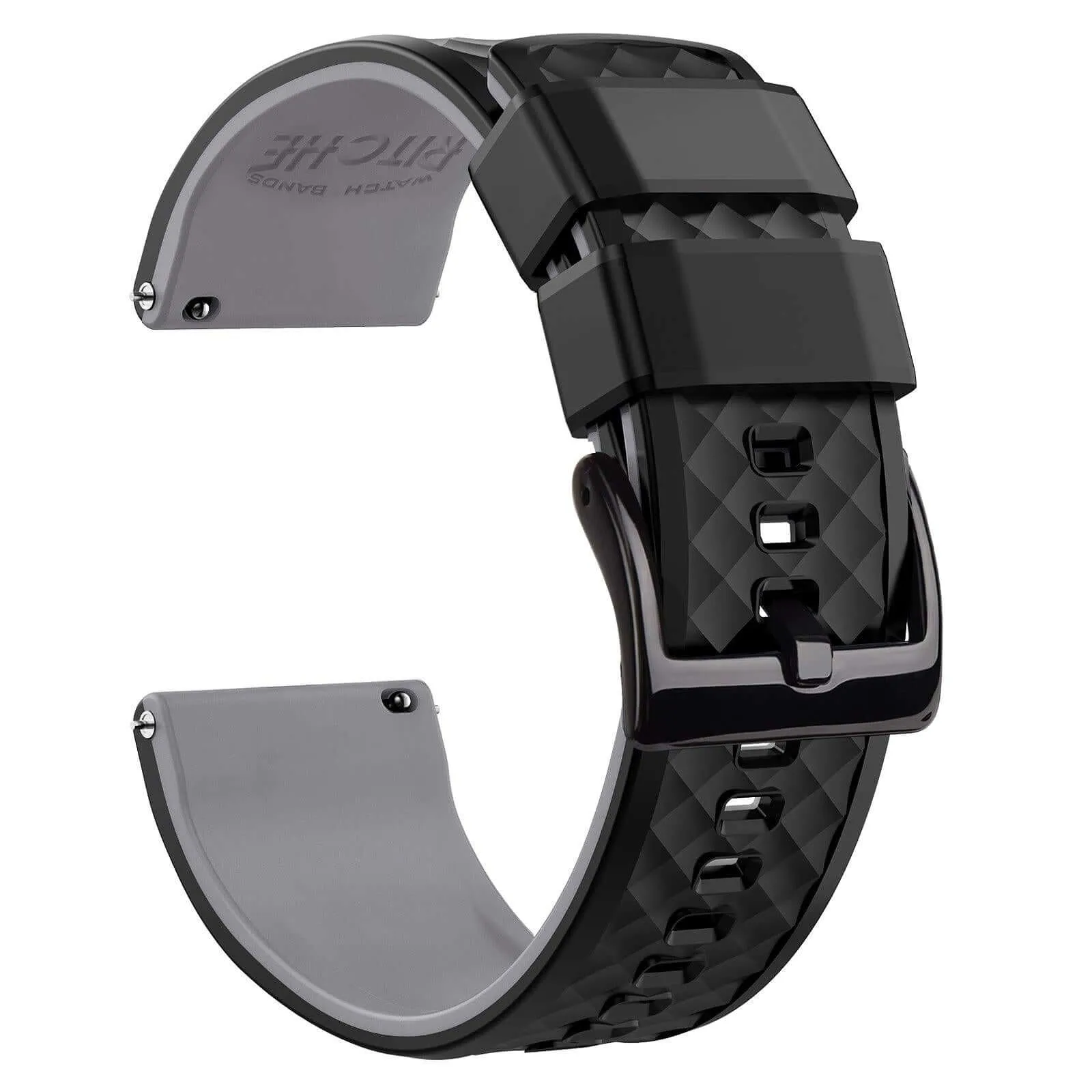 Ritche Black/Grey Classic Silicone Quick Release Watch Straps Bands
