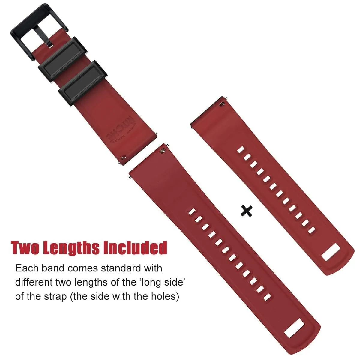 Ritche Black/Red Classic Silicone Quick Release Watch Bands