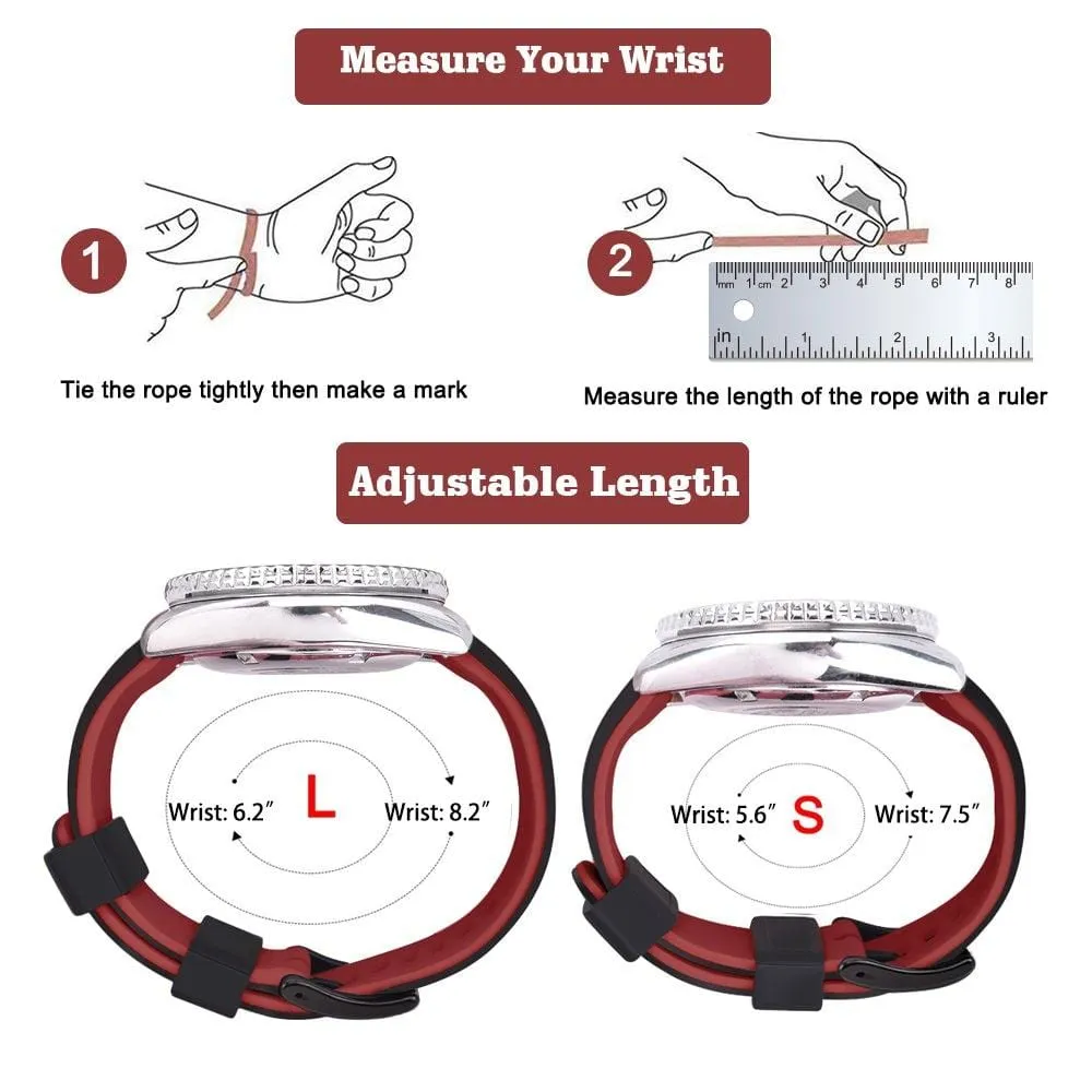 Ritche Black/Red Classic Silicone Quick Release Watch Bands