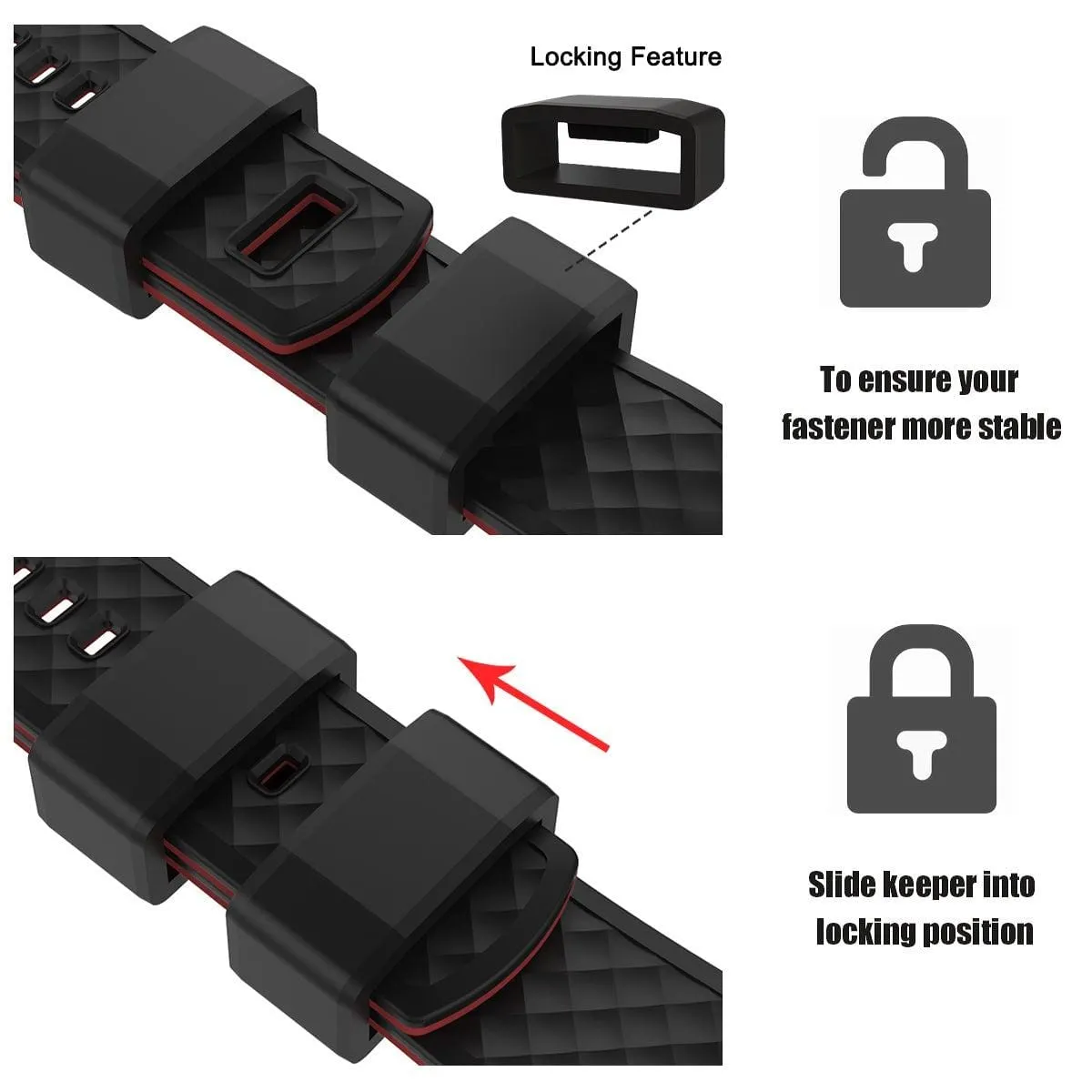 Ritche Black/Red Classic Silicone Quick Release Watch Bands