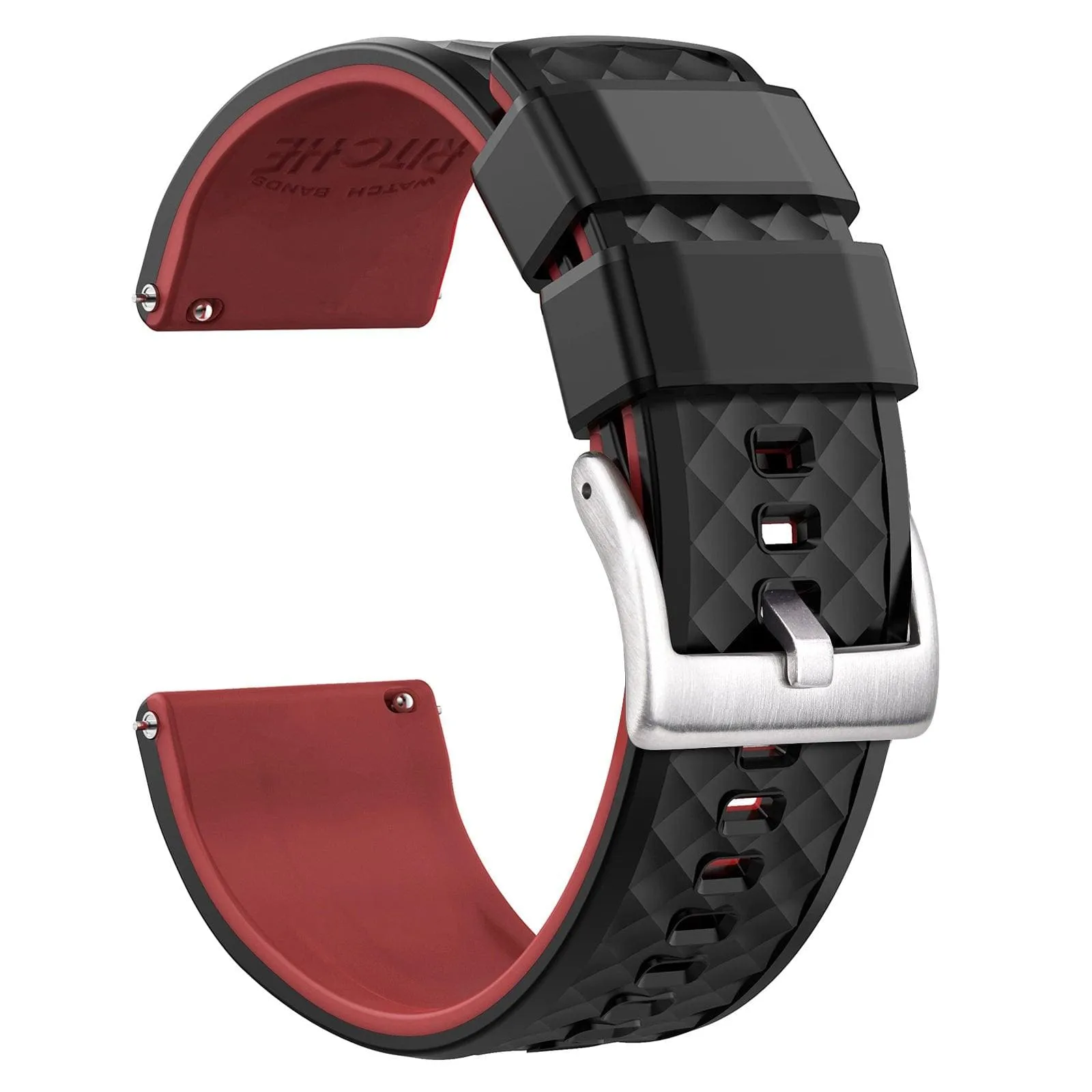 Ritche Black/Red Classic Silicone Quick Release Watch Bands
