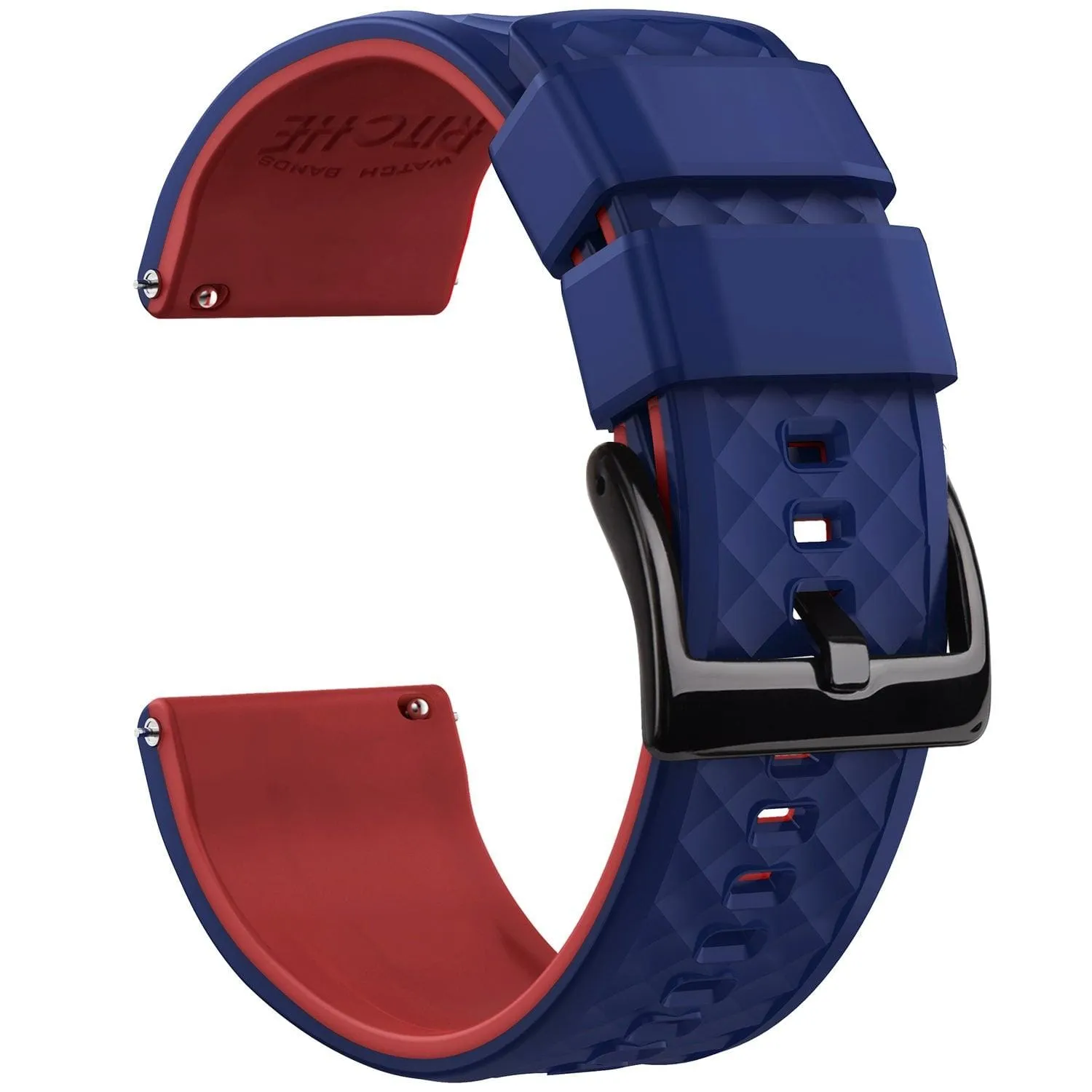 Ritche Blue Red Classic Silicone Watch Straps Bands-Blue/red