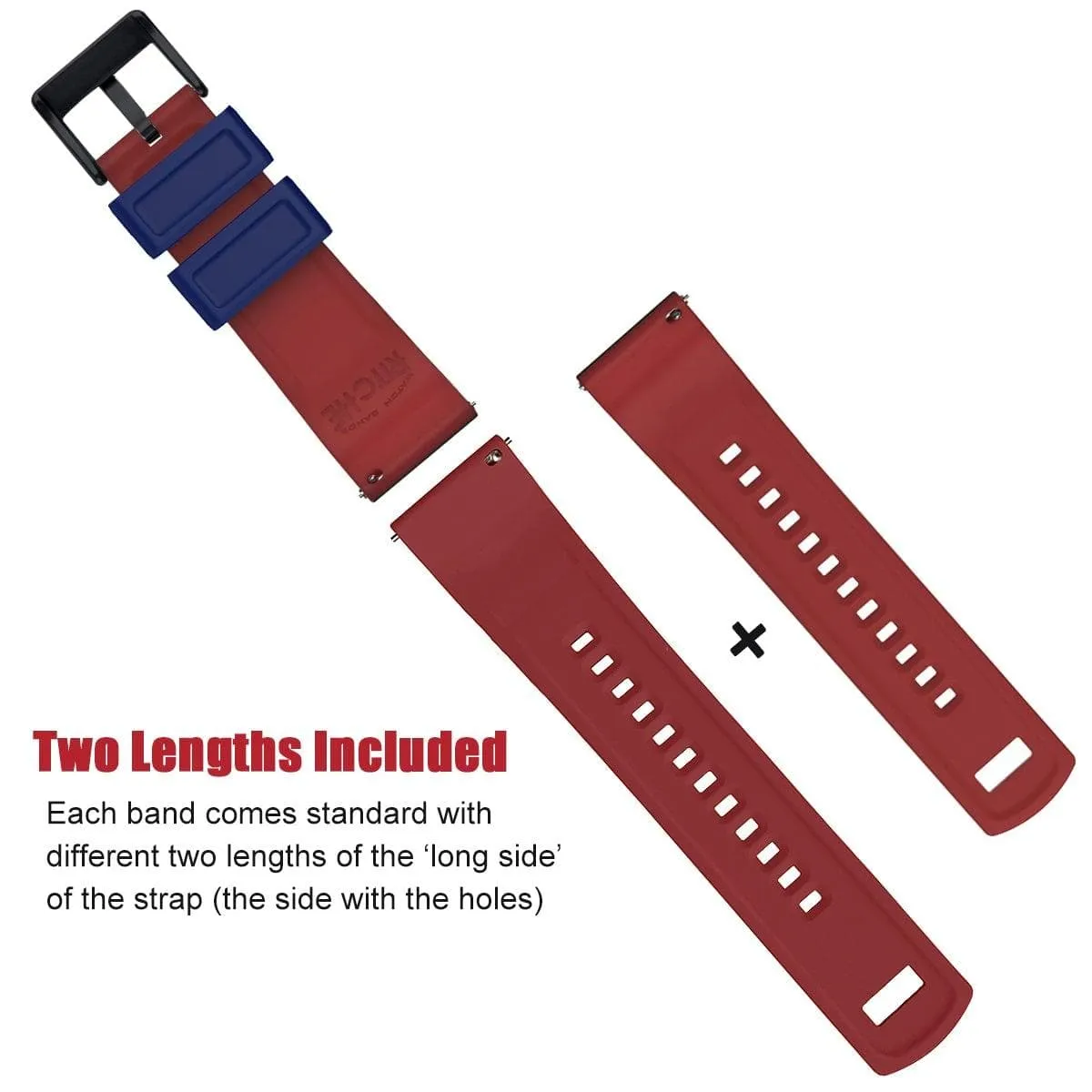 Ritche Blue Red Classic Silicone Watch Straps Bands-Blue/red