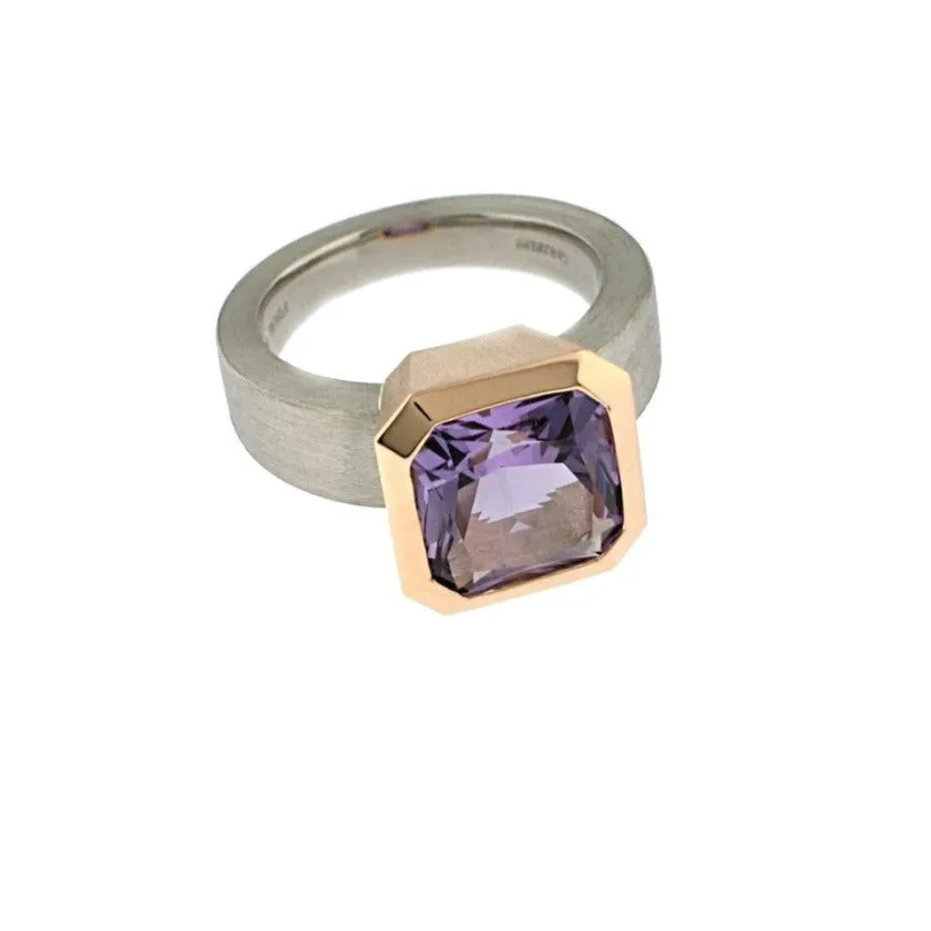 Series 20 | Oblique Grand Ring, 14k Rose, Pd.   10 mm Lavender Amethyst (SIZE 6.75)