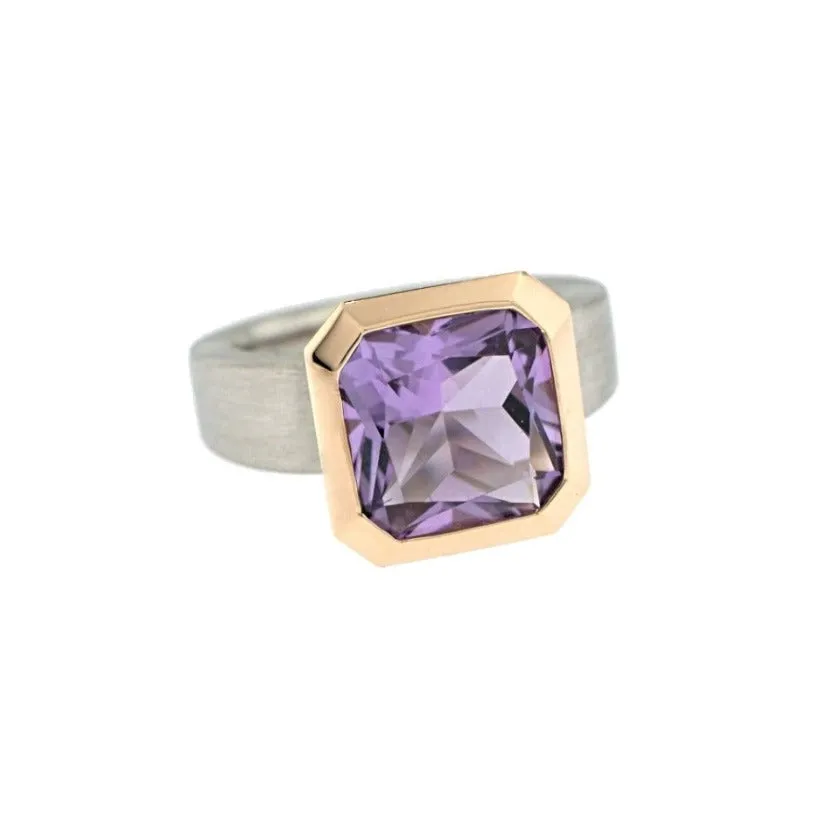 Series 20 | Oblique Grand Ring, 14k Rose, Pd.   10 mm Lavender Amethyst (SIZE 6.75)