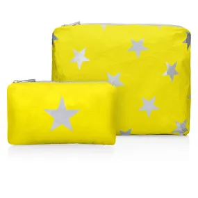 Set of Two - Organizational Packs - Lemon Yellow with Multi Silver Stars