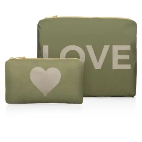 Set of Two - Organizational Packs - Shimmer Olive Green with Golden LOVE & Heart