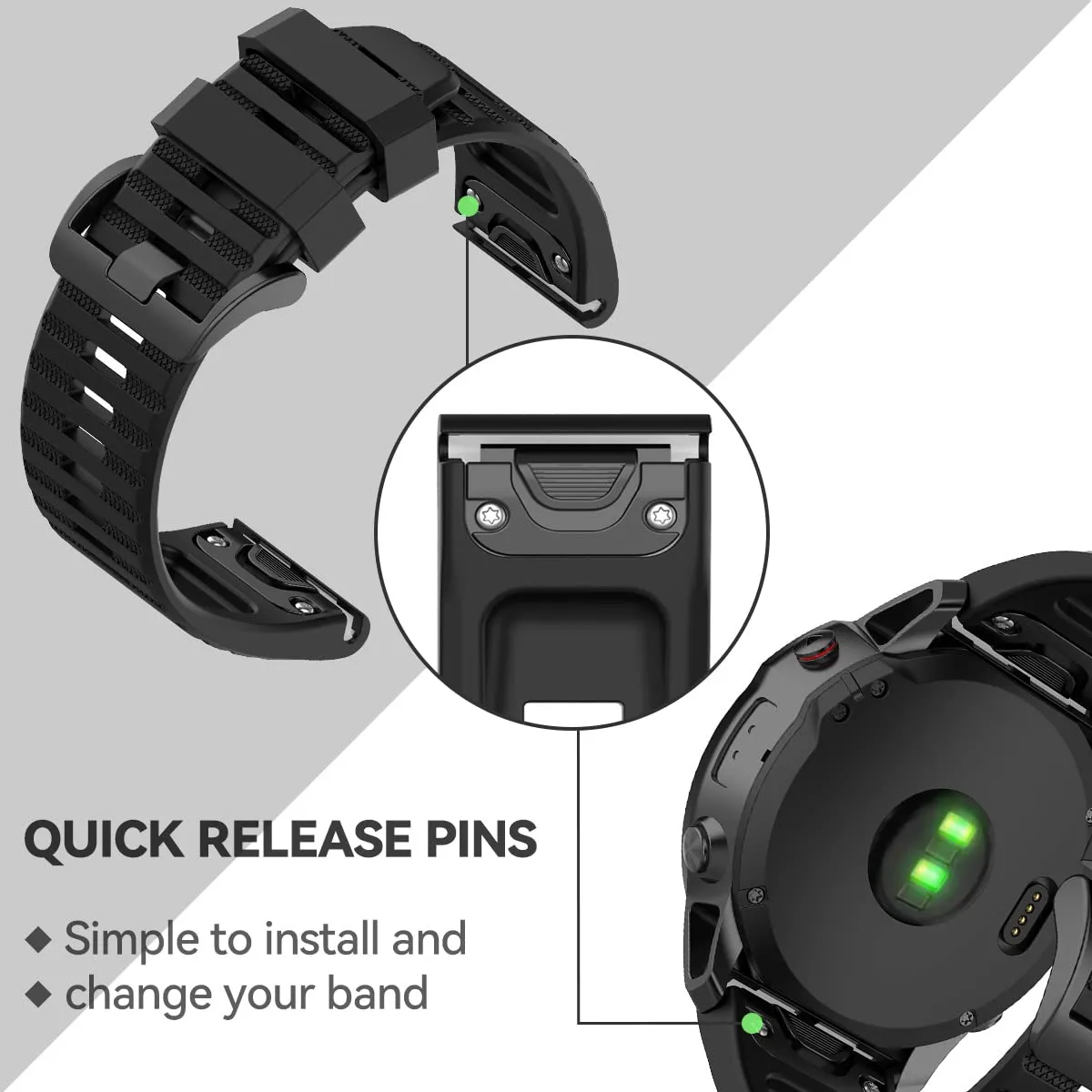 Silicone Bands For Garmin Fenix 7X | Fenix 6X | Fenix 5X | Fenix 5P | 5 Plus | Fenix 6X Pro | Fenix 3 - Black