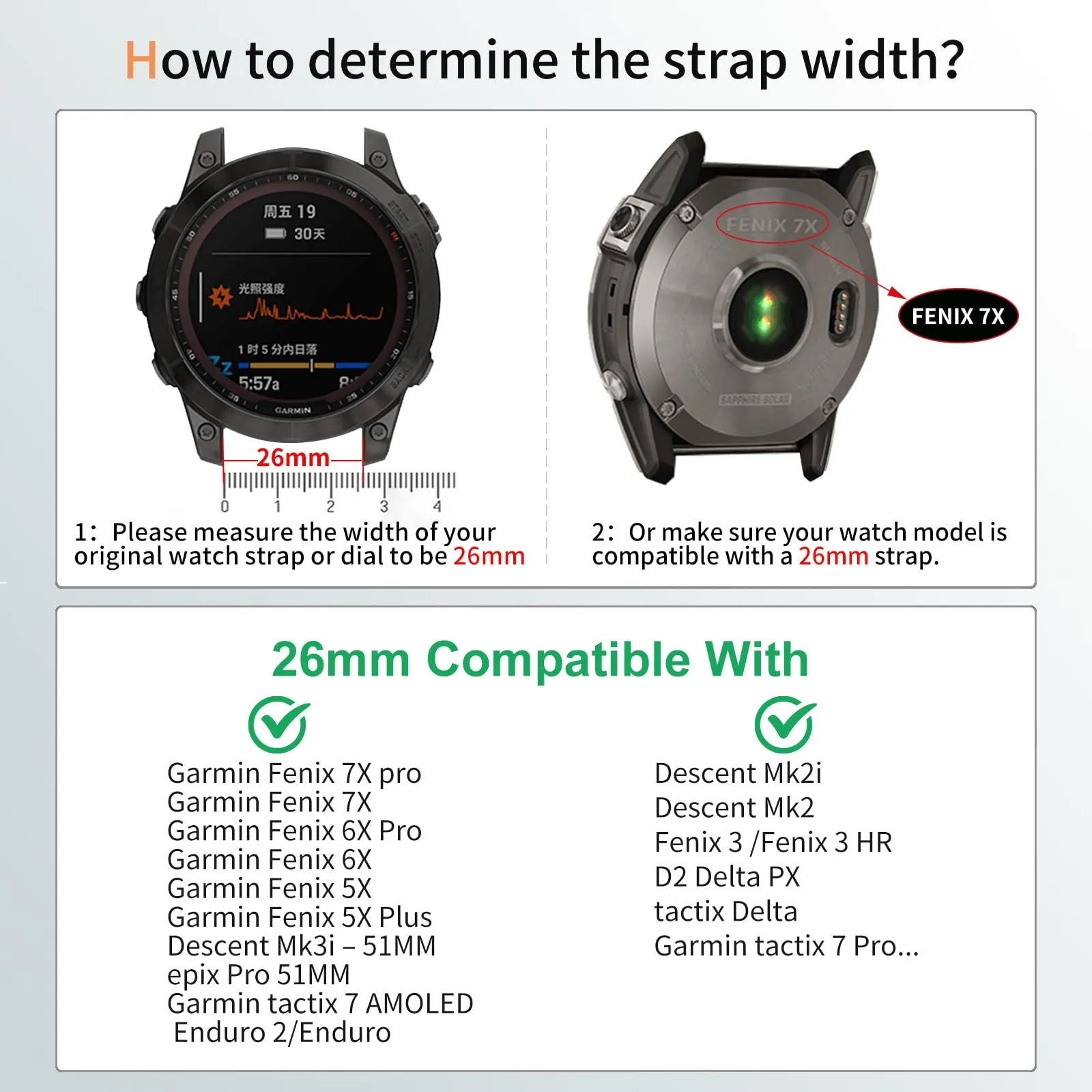 Silicone Bands For Garmin Fenix 7X | Fenix 6X | Fenix 5X | Fenix 5P | 5 Plus | Fenix 6X Pro | Fenix 3 - Green