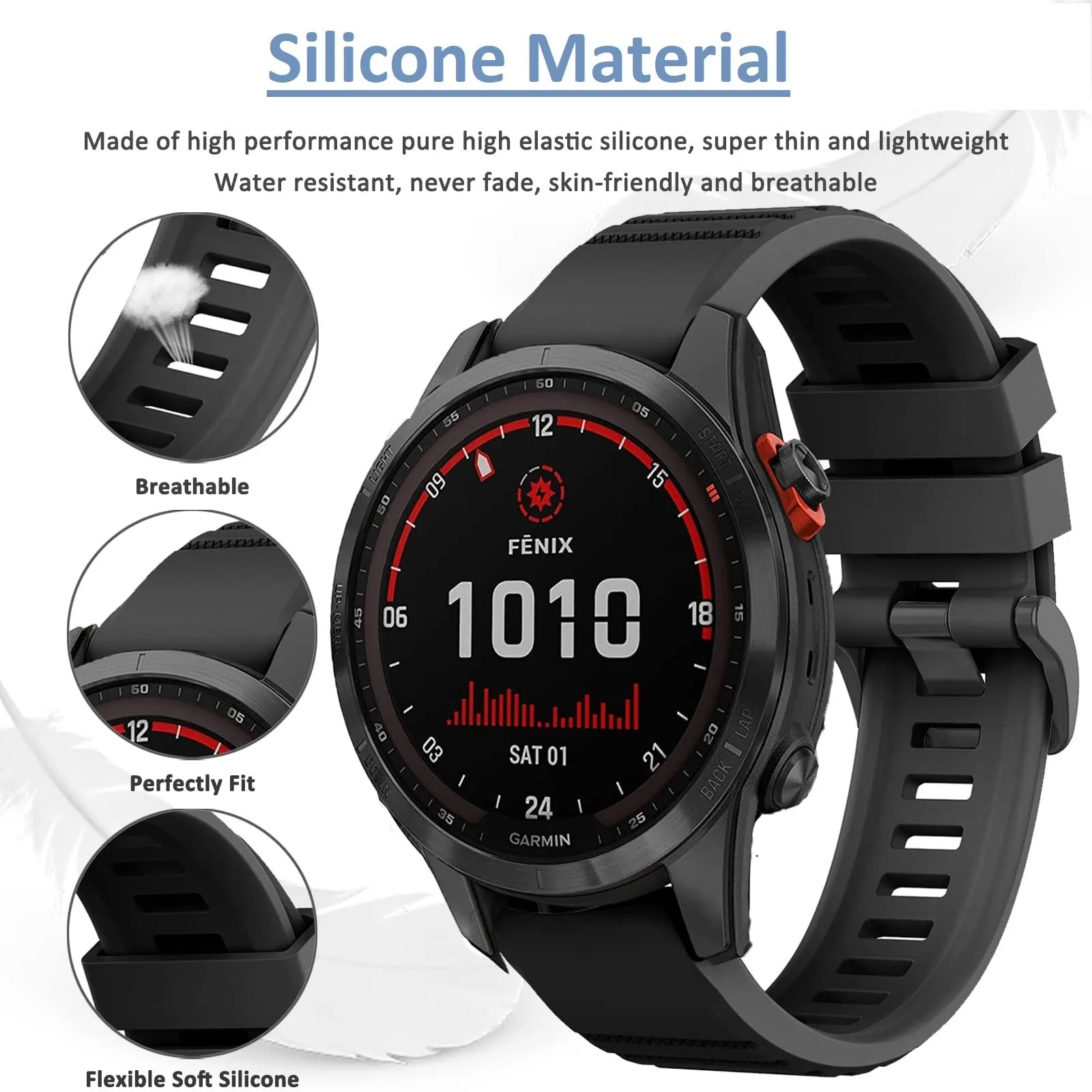 Silicone Bands For Garmin Fenix 7X | Fenix 6X | Fenix 5X | Fenix 5P | 5 Plus | Fenix 6X Pro | Fenix 3 - Green
