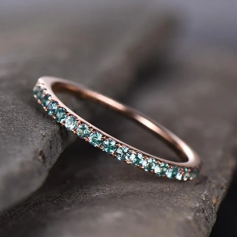 Silver Alexandrite Wedding band Sterling Silver Eternity Band Stacking Ring